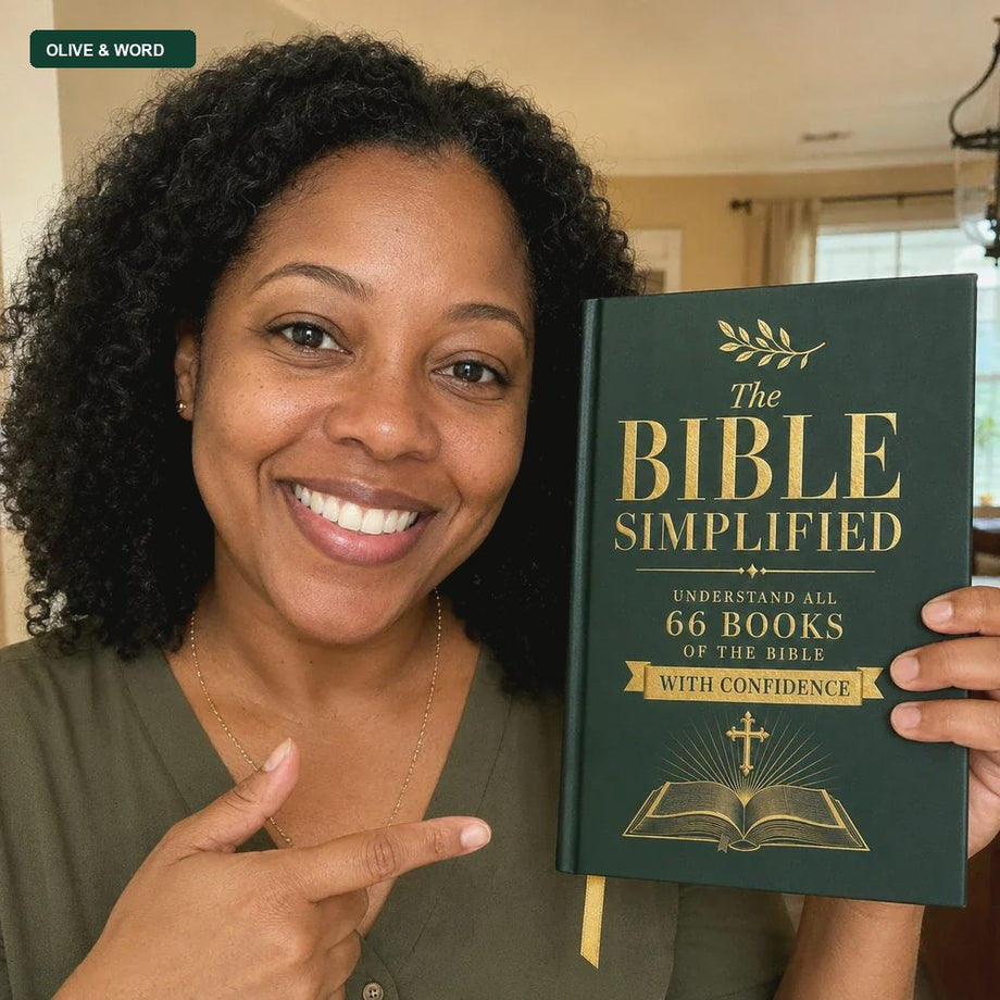The Bible Simplified guide with Olive and Word branding